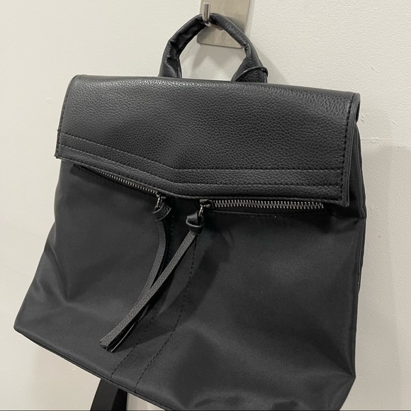 Botkier Nylon Leather Mini Backpack Spellout Straps Black New - Picture 5 of 11